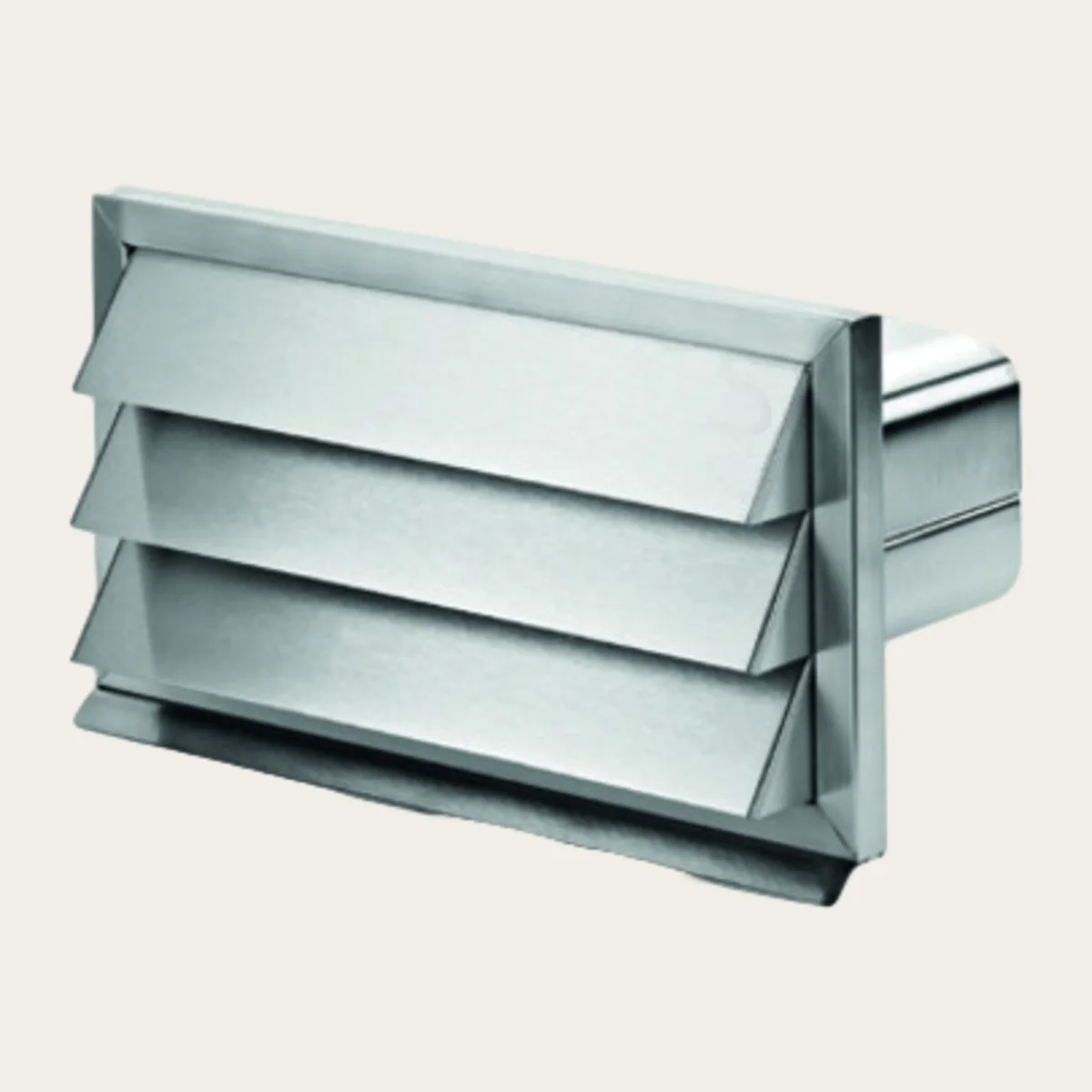 Wetterschutzgitter Edelstahl mit Rückstauklappe B 290 x H 160 mm für Anschluss an Flachkanal (B 222 x H 89 mm)