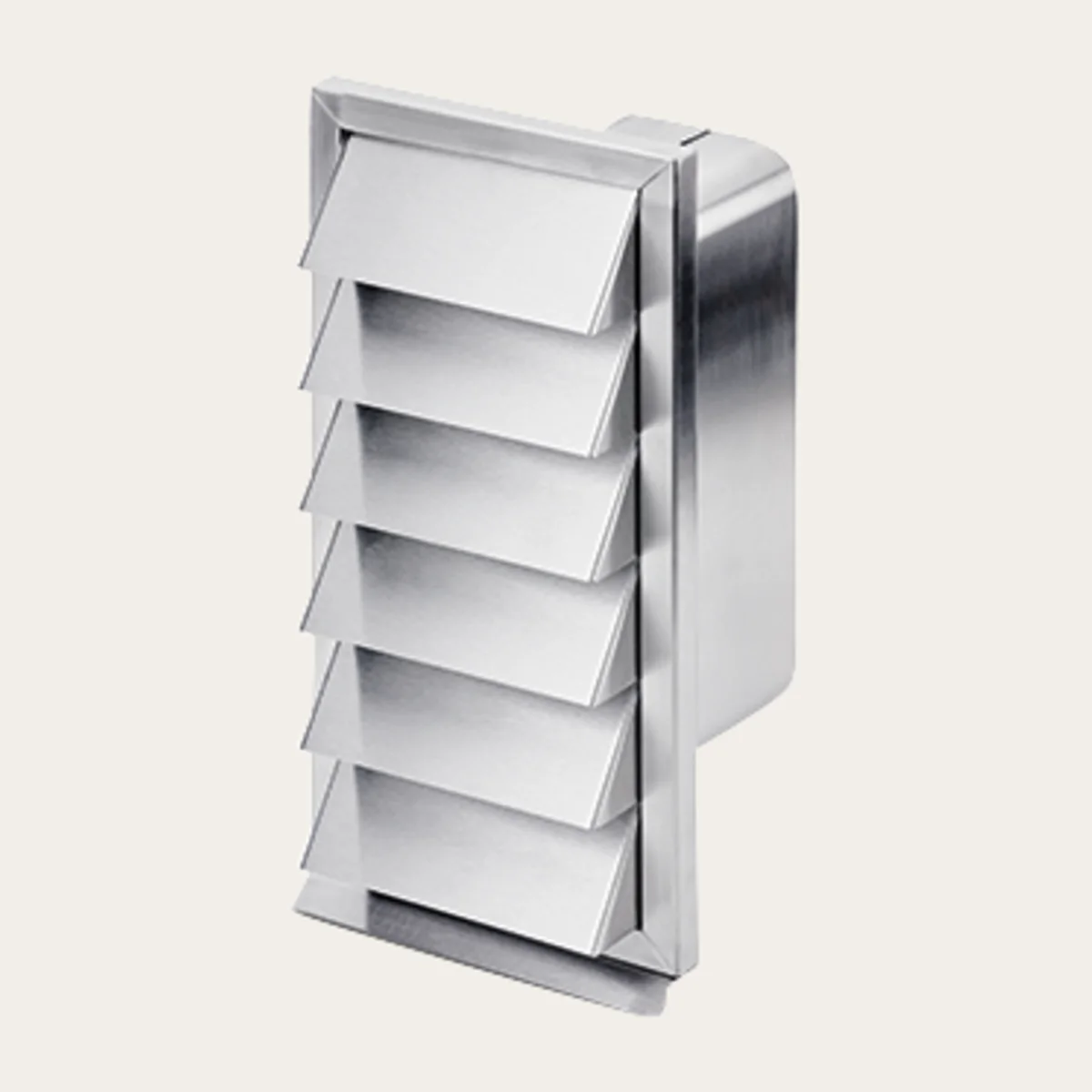 Wetterschutzgitter vertikal, Edelstahl mit Rückstauklappe, für Anschluss an Flachkanal B 222 x H 89 x T 120mm